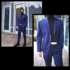 Navy Blue Suit, Black Turtle Neck, Slim Fit -G1