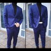 Navy Blue Suit, Black Turtle Neck, Slim fit, Close view -G1