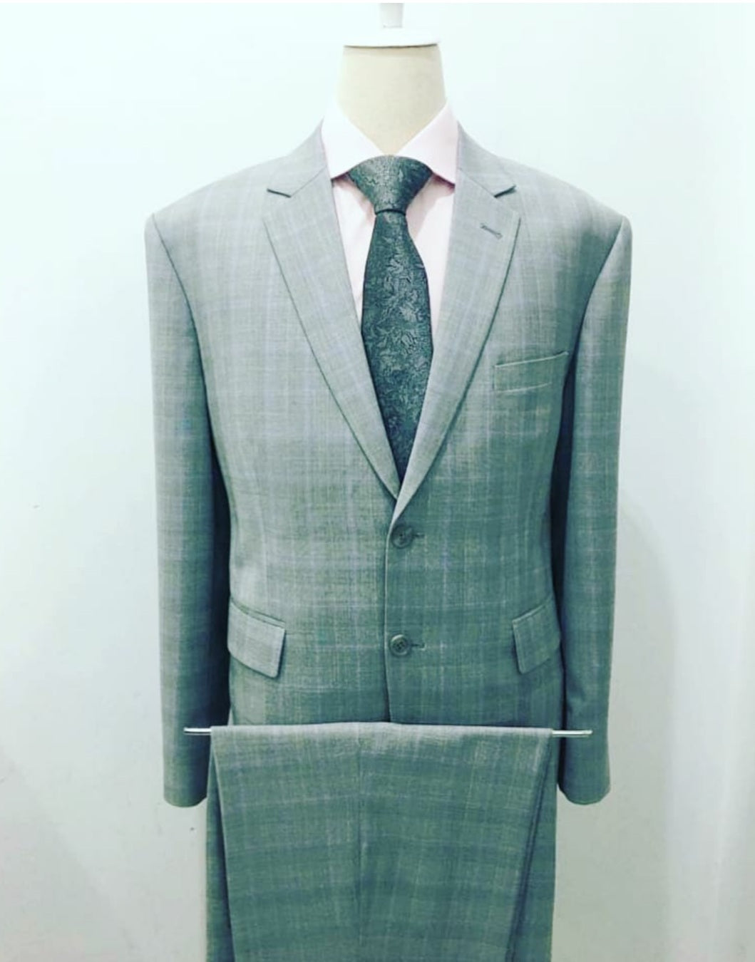 Gray with Purple/White Windowpane Suit -G2