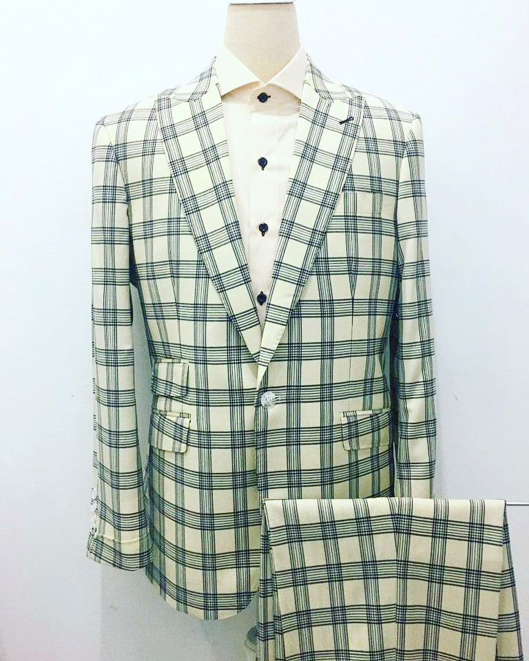 Light Yellow Windowpane Suit -G2