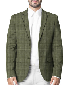 Olive Green with Multiple Black Thin Lines Checkered Suit - III