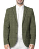 Olive Green with Multiple Black Thin Lines Checkered Suit - III