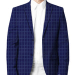 Symmetrical Dark Blue Rectangles pattern Suit - I