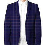 Dark Ultramarine Blue with Burnt Orange Windowpane Suit - I