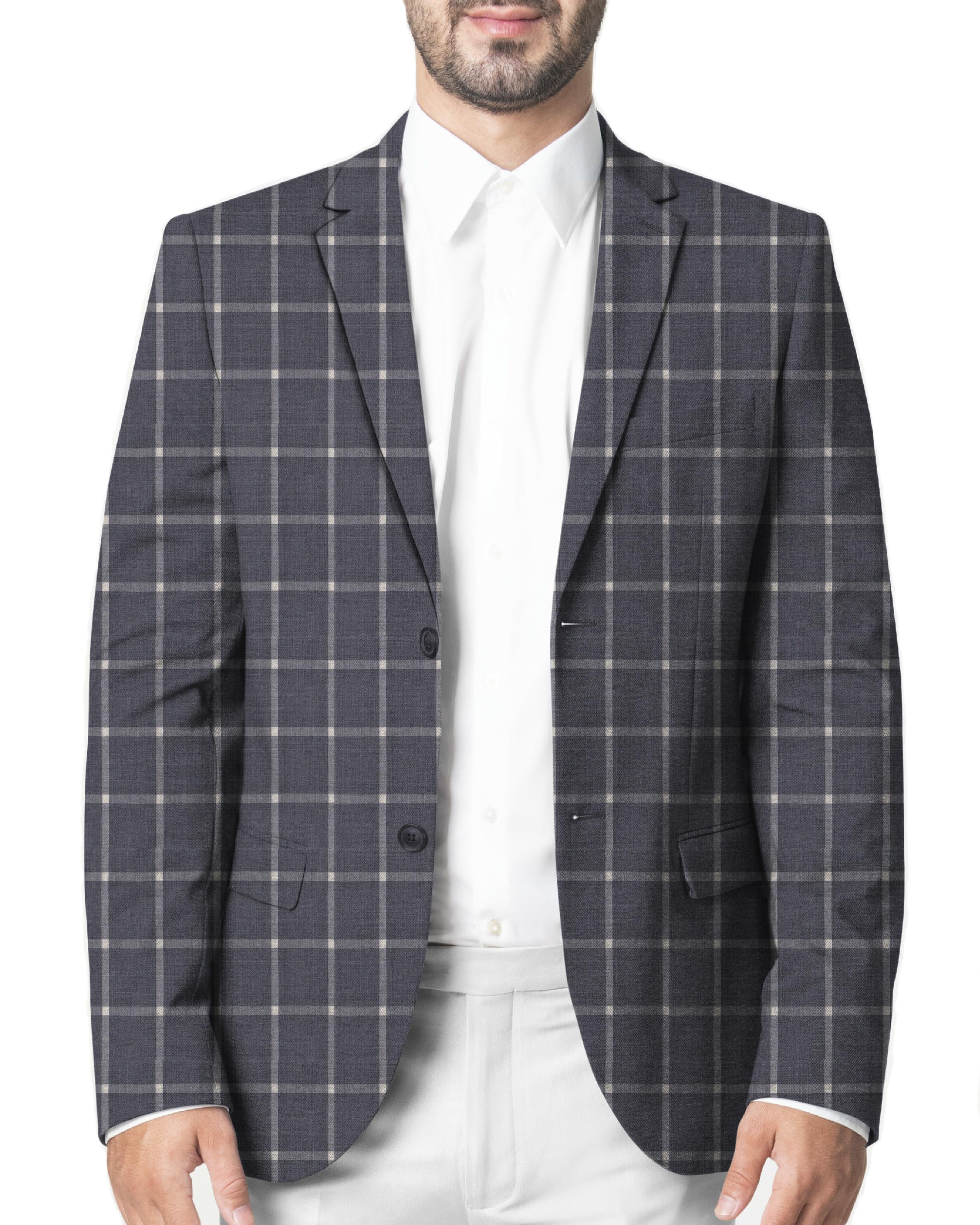 Anchor Gray with White Windowpane Pattern Suit - II