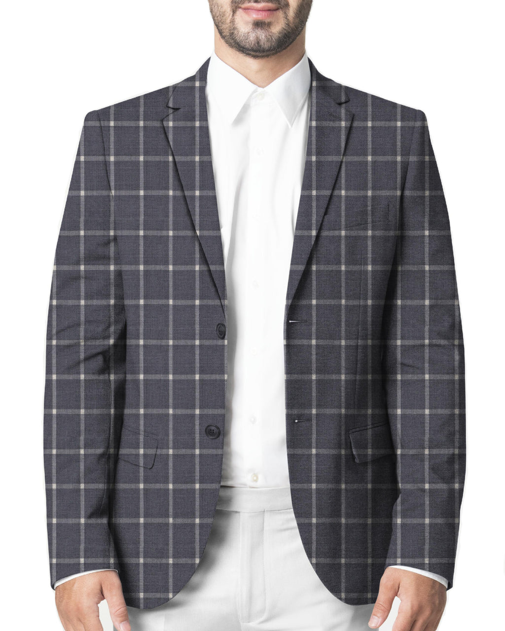 Anchor Gray with White Windowpane Pattern Suit - II