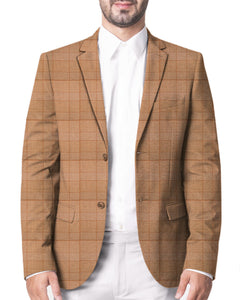 Cantaloupe Orange with Soft Lines Checkered Suit - III