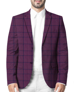 Byzantium Purple with Royal Blue Windowpane Suit - III