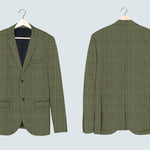 Olive Green with Multiple Black Thin Lines Checkered Suit - III