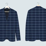 Midnight Blue with Visible Crossing Light Blue Lines Suit - I