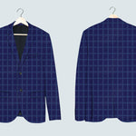 Symmetrical Dark Blue Rectangles pattern Suit - I