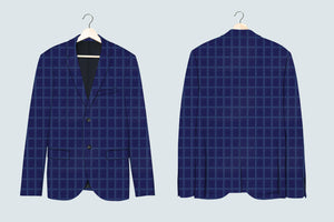 Symmetrical Dark Blue Rectangles pattern Suit - I