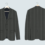 Solid Black with Strong White Lines Pinstripe Suit - I