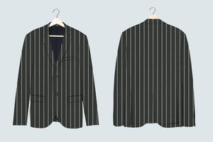 Solid Black with Strong White Lines Pinstripe Suit - I