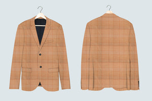 Cantaloupe Orange with Soft Lines Checkered Suit - III