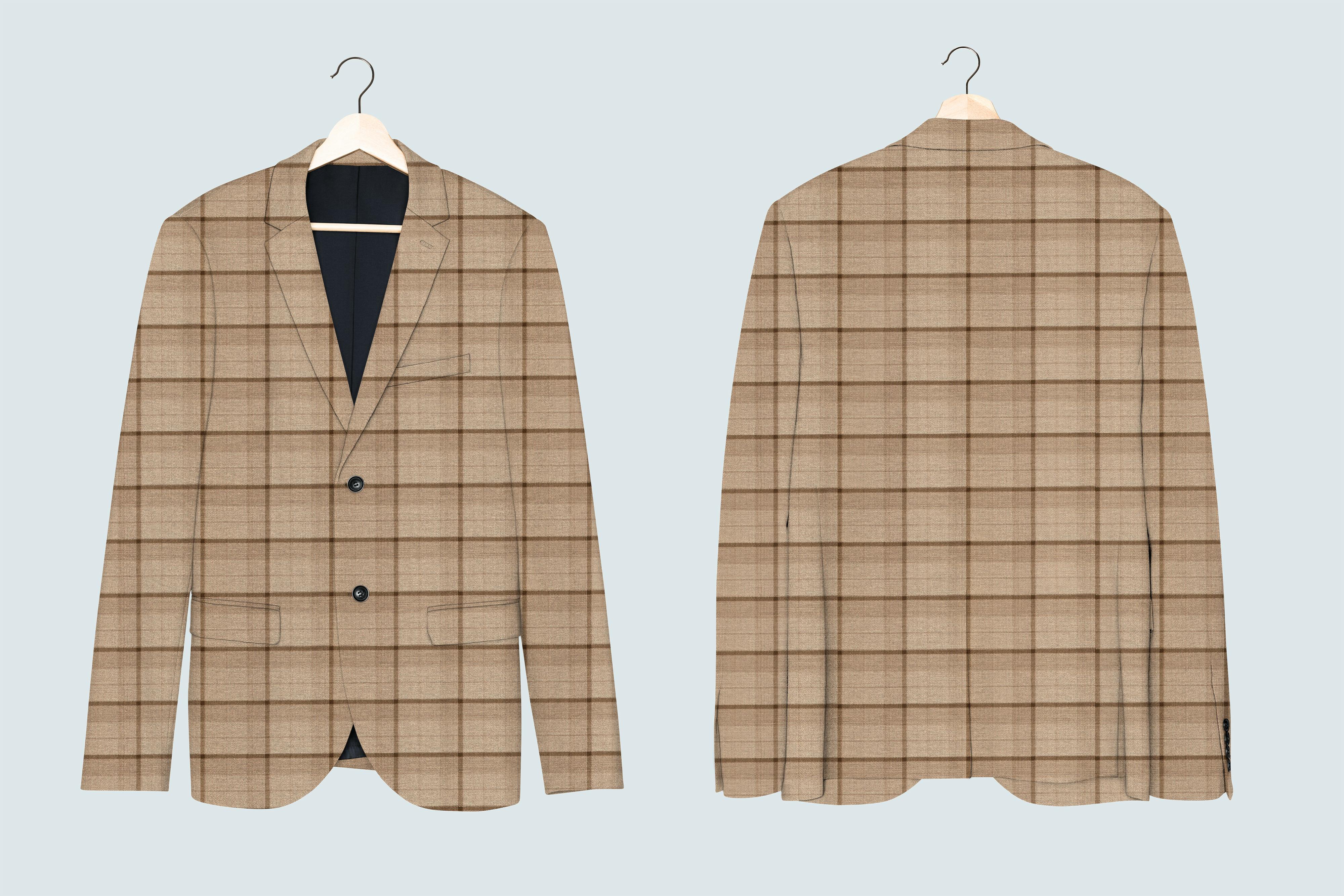 Varying Shades of Tan Checkered Suit - III