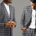 Smoky Gray with Visible White Crossed Lines Suit - I