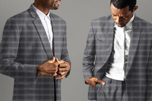 Smoky Gray with Visible White Crossed Lines Suit - I