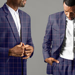 Dark Ultramarine Blue with Burnt Orange Windowpane Suit - I