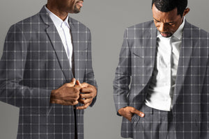 Anchor Gray with White Windowpane Pattern Suit - II