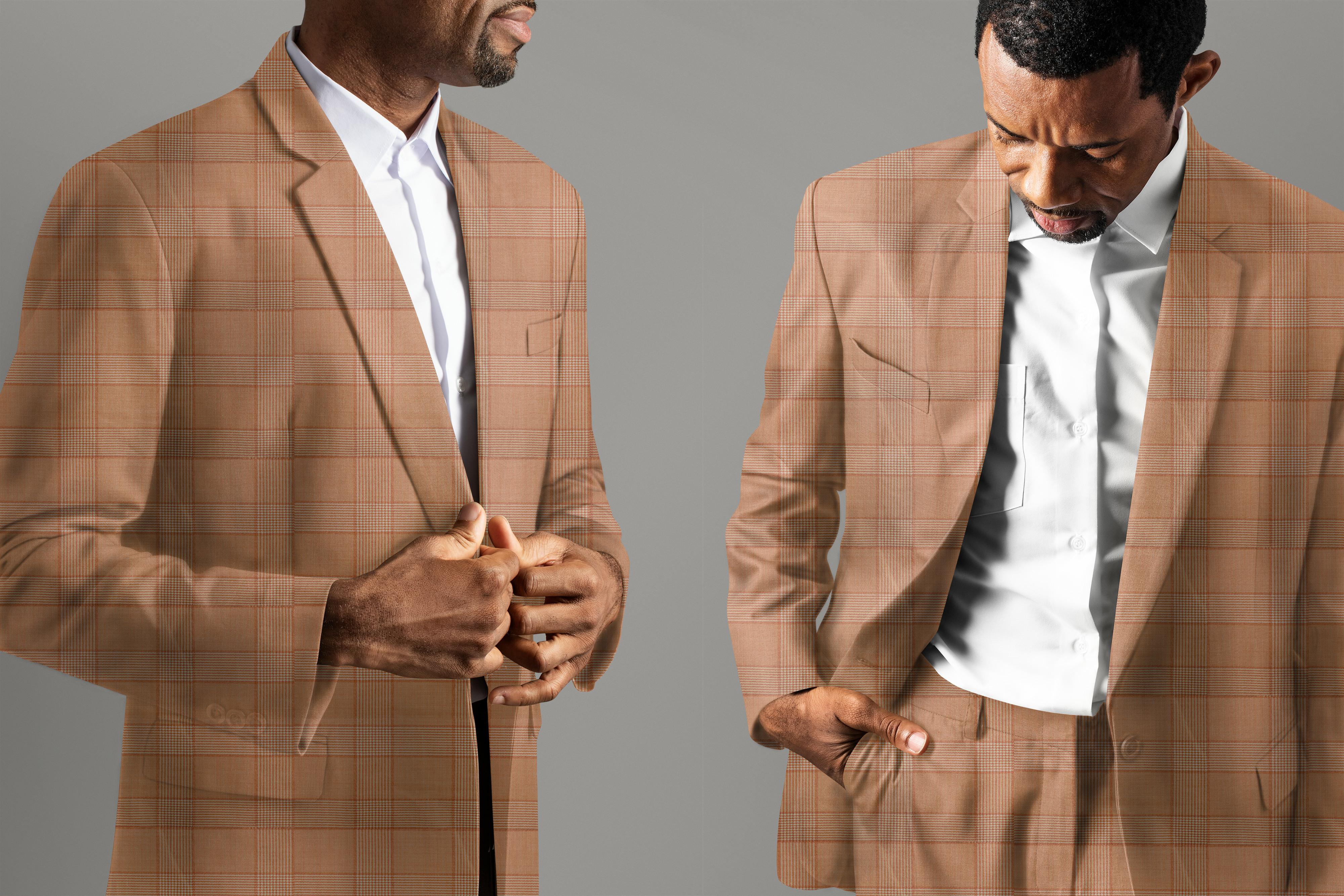 Cantaloupe Orange with Soft Lines Checkered Suit - III