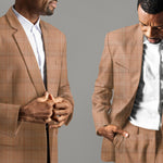 Cantaloupe Orange with Soft Lines Checkered Suit - III