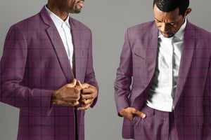 Byzantium Purple with Royal Blue Windowpane Suit - III