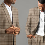 Varying Shades of Tan Checkered Suit - III