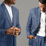 3 Shades of Blue Unite Checkered Suit - III