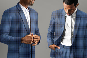 3 Shades of Blue Unite Checkered Suit - III